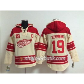Män Ishockey Detroit Red Wings Steve Yzerman 19 Cream Sawyer Hooded Sweatshirt